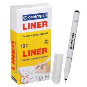 Ручка капиллярная Centropen 2811 0.8 мм, цвет чёрный, длина письма 1500 м, картонная упаковка (комплект из 10 шт.)