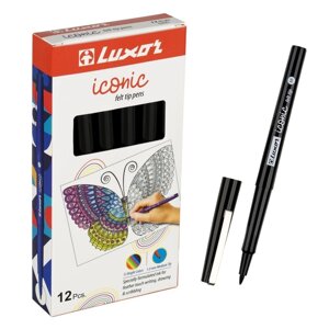 Ручка капиллярная Luxor 'Iconic M' узел 1.0 мм, чернила черные (комплект из 12 шт.)
