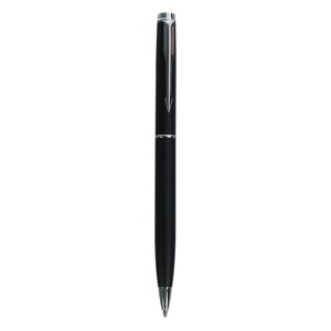 Ручка подарочная шариковая поворотная корпус черный матовый ЛОГО, стержень синий 0,7 мм, металлический корпус (комплект