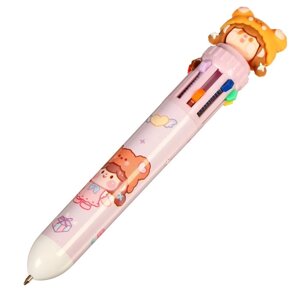 Ручка шариковая 10-цветная 0,5 мм 'Шапочка оранжевая'штрихкод на штуке)