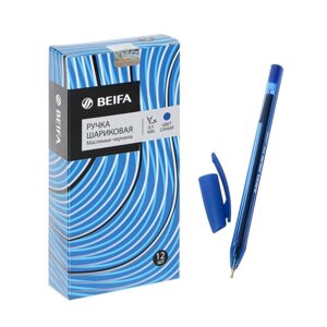 Ручка шариковая Beifa 'Стильная'резиновый упор, узел 0,5, трехгранная, металлический наконечник, чернила синие