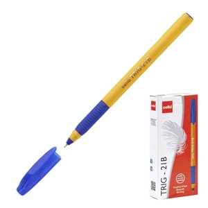 Ручка шариковая Cello Tri-Grip yellow barrel, узел 0.7 мм, резиновый упор, чернила синие, корпус жёлтый (комплект из 12