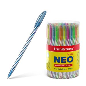 Ручка шариковая ErichKrause Neo Candy чернила синие 47550 ЦЕНА ЗА 1 ШТ (комплект из 60 шт.)