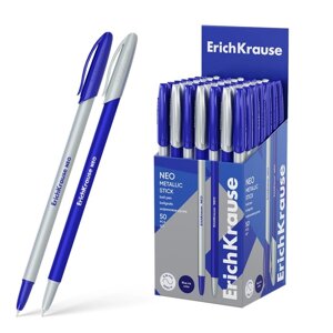 Ручка шариковая ErichKrause 'Neo Stick Metallic' игольчатый узел 0.7 мм, цвет синий (комплект из 50 шт.)
