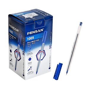 Ручка шариковая масляная Pensan Triball, узел-игла 0.5 мм, шестигранная, чернила синие (комплект из 50 шт.)