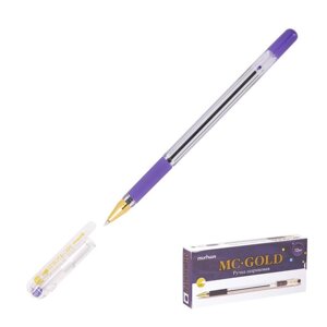 Ручка шариковая MunHwa MC Gold, узел 0.5 мм, чернила фиолетовые, штрихкод на ручке (комплект из 12 шт.)