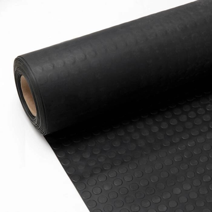 Рулонная резиновая дорожка 'Пятачок', размер 1х10 м, толщина 3 мм, цвет чёрный от компании Интернет-магазин "Flap" - фото 1