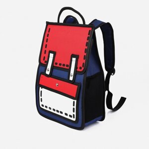 Рюкзак детский на молнии, цвет синий/красный