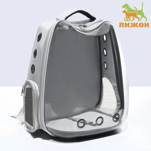 Рюкзак для переноски 'Котик'прозрачный, 32 х 28 х 42 см, серый