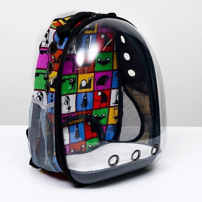 Рюкзак для переноски животных 'Глазастики', прозрачный, 31 х 28 х 42 см от компании Интернет-магазин "Flap" - фото 1