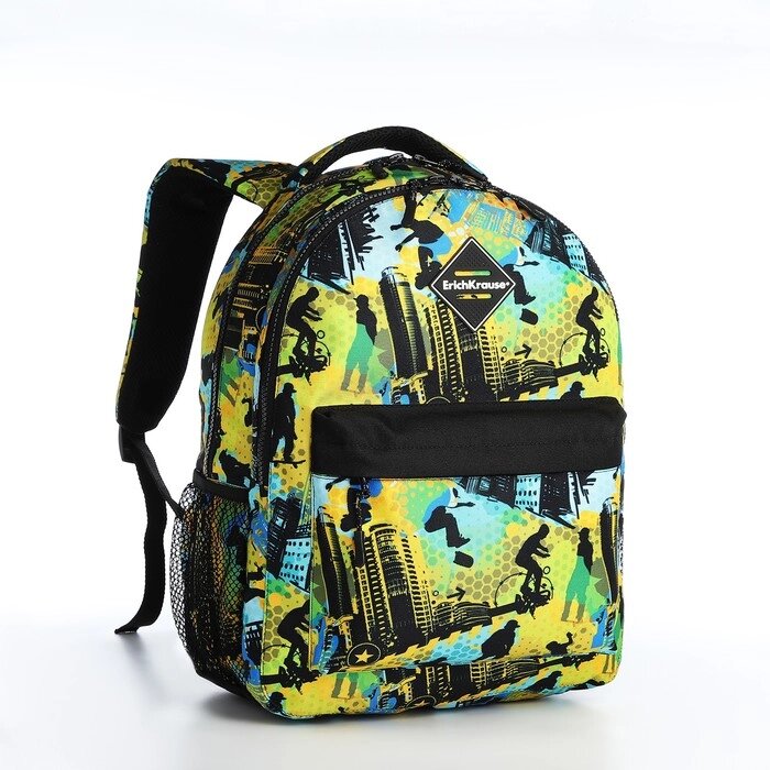 Рюкзак Erich Krause из текстиля на молнии, 1 карман, цвет разноцветный/жёлтый от компании Интернет-магазин "Flap" - фото 1