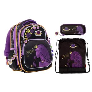 Рюкзак каркасный 35 х 28 х 15 см, Across, наполнение мешок, пенал, брелок, фиолетовый