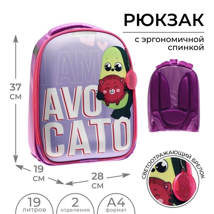 Рюкзак каркасный школьный, 37 х 28 х 19 см, Calligrata К 'Авокадо' от компании Интернет-магазин "Flap" - фото 1