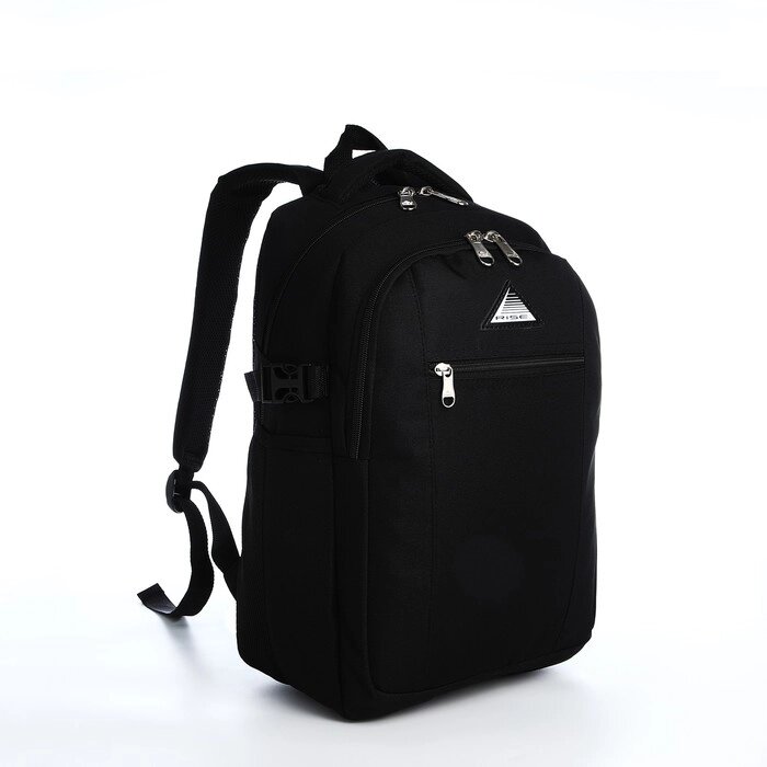 Рюкзак молодёжный из текстиля, 2 отдела на молниях, 3 кармана, цвет чёрный от компании Интернет-магазин "Flap" - фото 1
