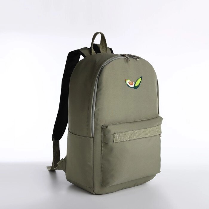 Рюкзак молодёжный из текстиля на молнии, наружный карман, сумочка, цвет зелёный от компании Интернет-магазин "Flap" - фото 1
