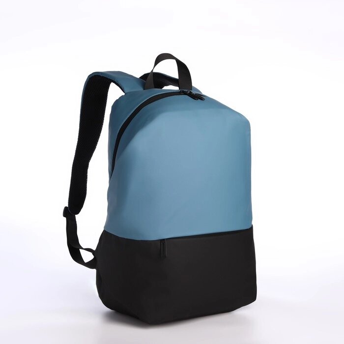 Рюкзак молодёжный из текстиля на молнии, водонепроницаемый, наружный карман, цвет чёрный/голубой от компании Интернет-магазин "Flap" - фото 1
