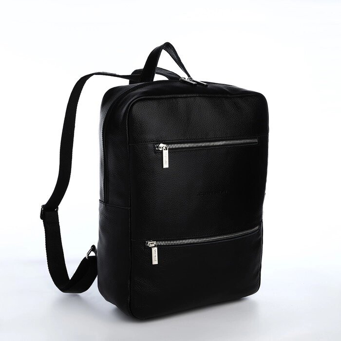 Рюкзак мужской из натуральной кожи Igermann на молнии, цвет чёрный от компании Интернет-магазин "Flap" - фото 1