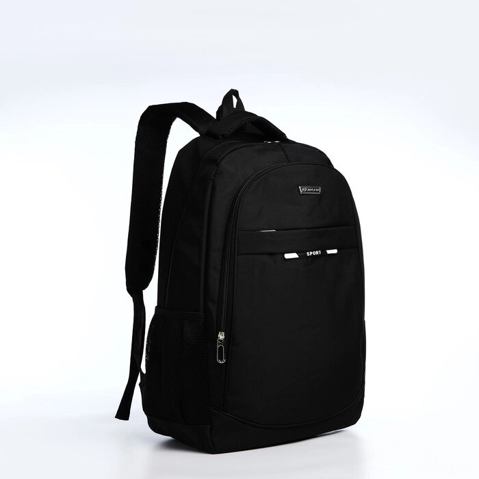 Рюкзак мужской на молнии, отделение для ноутбука, разъем для USB, крепление для чемодана, цвет чёрный от компании Интернет-магазин "Flap" - фото 1
