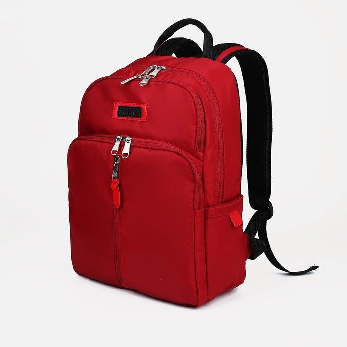 Рюкзак на молнии, 2 наружных кармана, отдел для ноутбука, цвет красный от компании Интернет-магазин "Flap" - фото 1