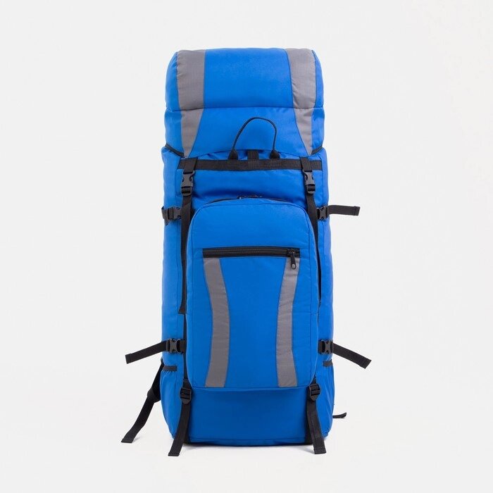Рюкзак туристический, 120 л, отдел на шнурке, наружный карман, 2 боковые сетки, цвет синий/голубой от компании Интернет-магазин "Flap" - фото 1