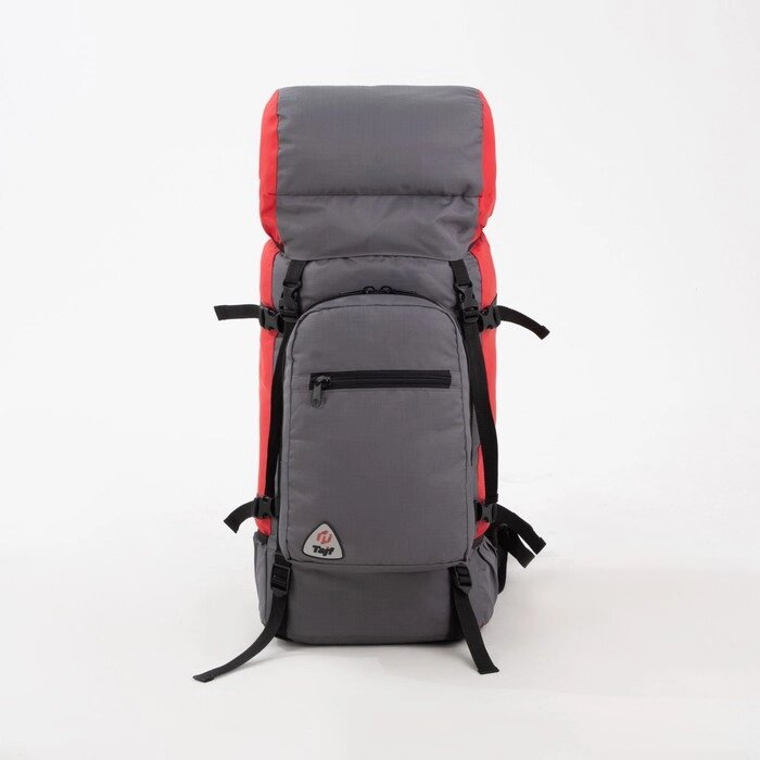 Рюкзак туристический, 60 л, отдел на шнурке, наружный карман, 2 боковых кармана, цвет серый/красный от компании Интернет-магазин "Flap" - фото 1