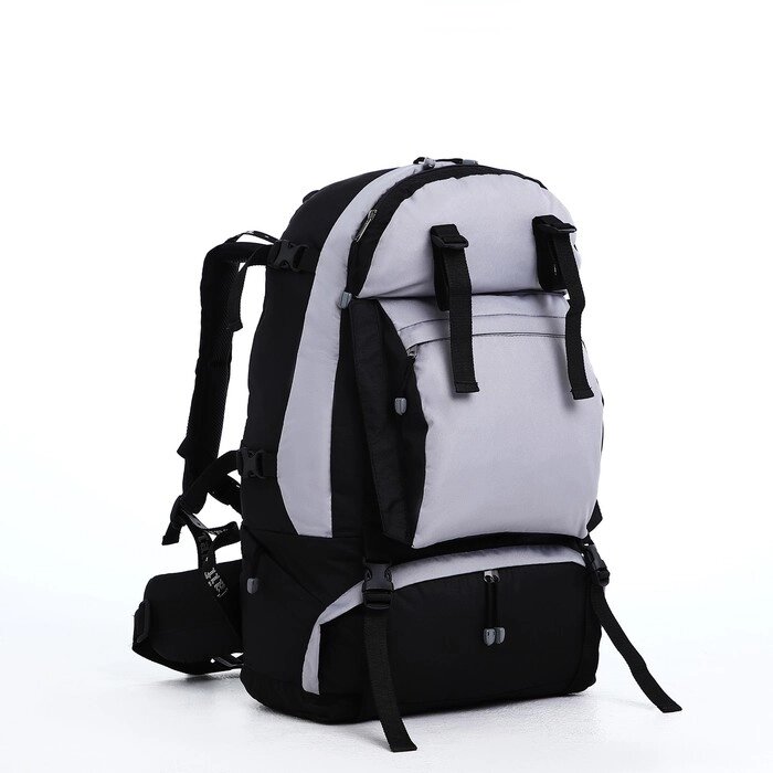 Рюкзак туристический, 65 л, отдел на молнии, 3 наружных кармана, цвет чёрный/зелёный/серый от компании Интернет-магазин "Flap" - фото 1
