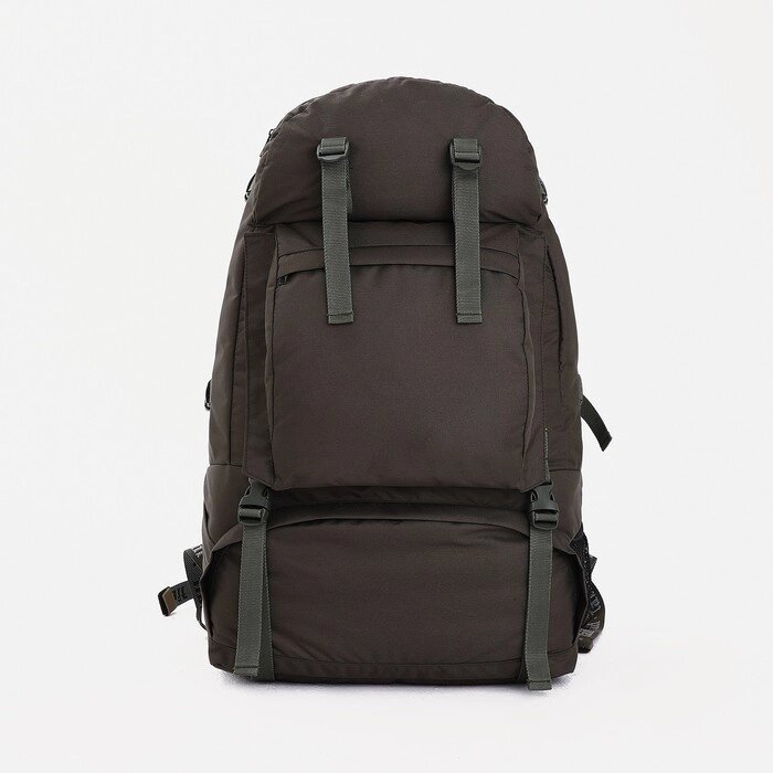 Рюкзак туристический, 65 л, отдел на молнии, 3 наружных кармана, цвет оливковый от компании Интернет-магазин "Flap" - фото 1