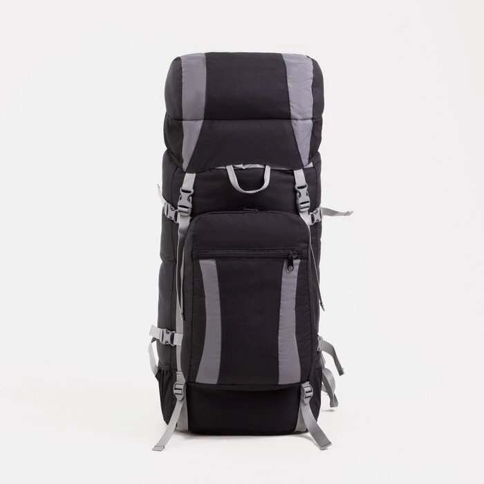 Рюкзак туристический, 70 л, отдел на шнурке, наружный карман, 2 боковые сетки, цвет чёрный/серый от компании Интернет-магазин "Flap" - фото 1