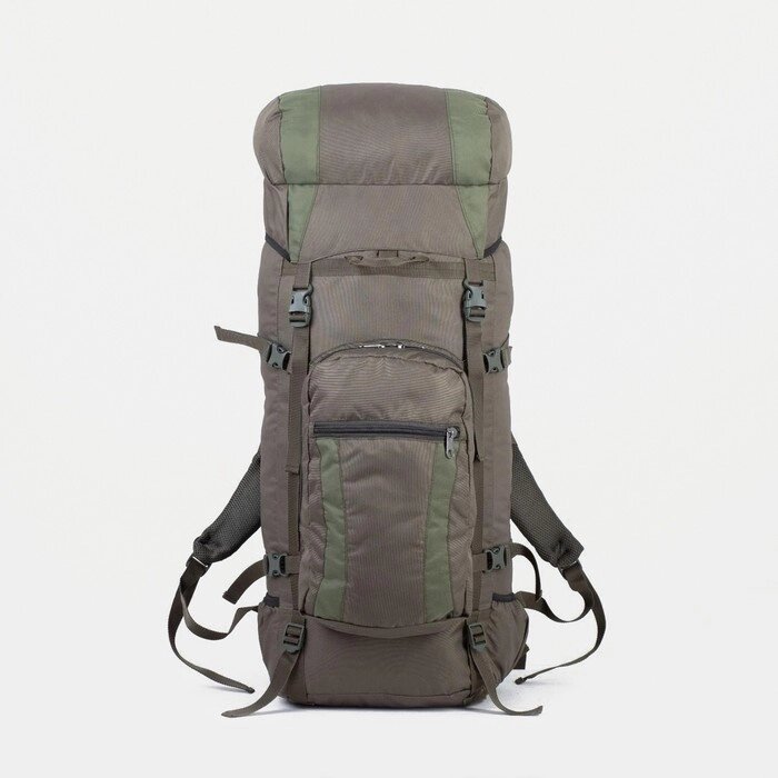 Рюкзак туристический, 70 л, отдел на шнурке, наружный карман, 2 боковые сетки, цвет оливковый от компании Интернет-магазин "Flap" - фото 1