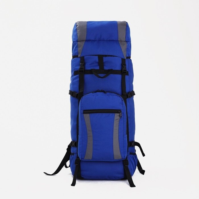 Рюкзак туристический, 70 л, отдел на шнурке, наружный карман, 2 боковые сетки, цвет синий/серый от компании Интернет-магазин "Flap" - фото 1