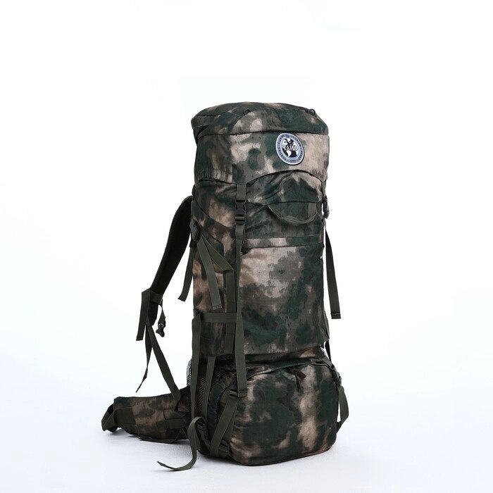 Рюкзак туристический, 80 л, отдел на шнурке, 2 наружных кармана, цвет зелёный/камуфляж от компании Интернет-магазин "Flap" - фото 1