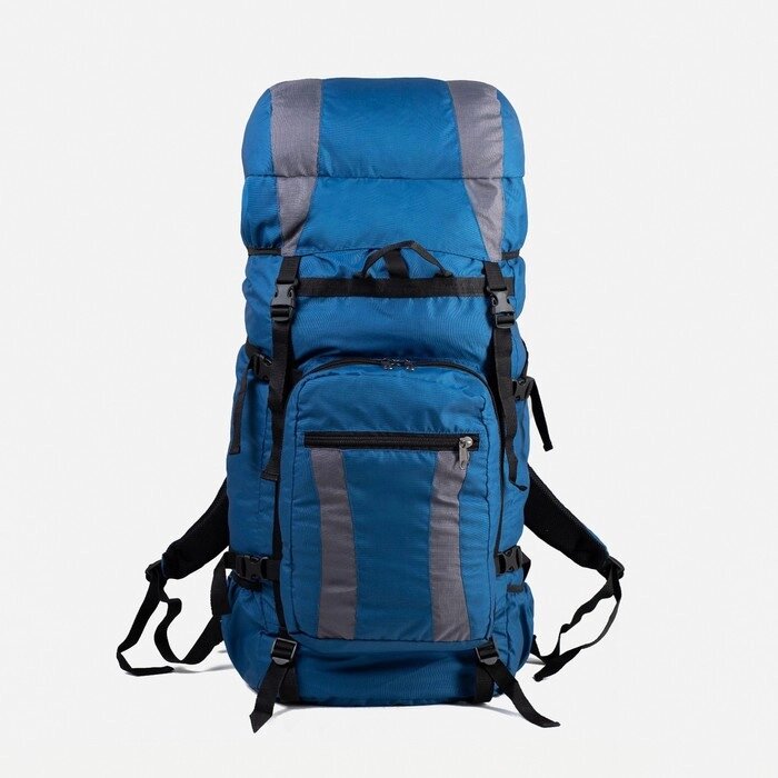 Рюкзак туристический, 90 л, отдел на шнурке, наружный карман, 2 боковые сетки, цвет синий/серый от компании Интернет-магазин "Flap" - фото 1