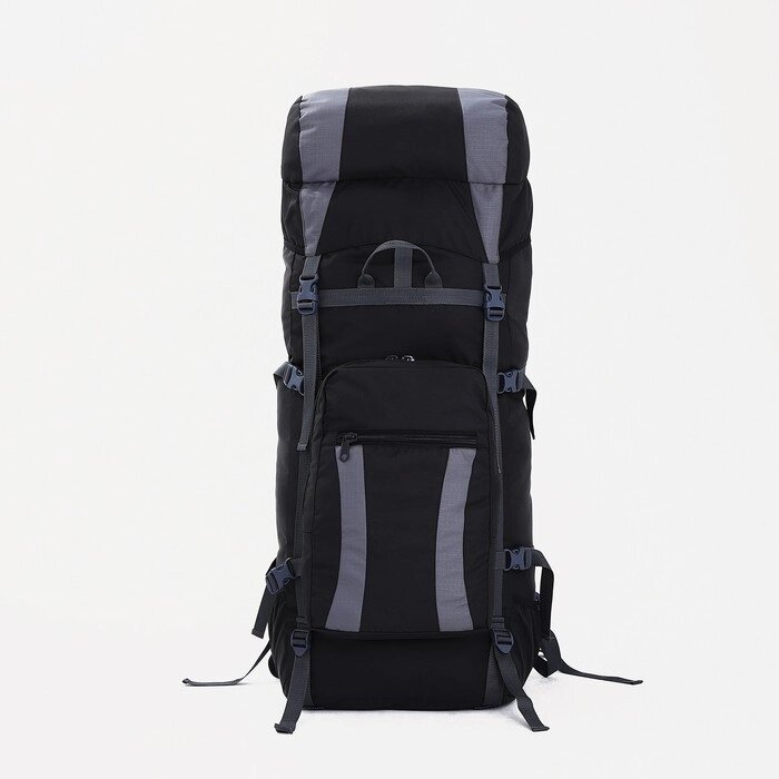 Рюкзак туристический, 90 л, отдел на шнурке, наружный карман, 2 боковых сетки, цвет чёрный/серый от компании Интернет-магазин "Flap" - фото 1