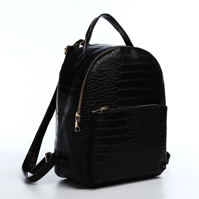 Рюкзак женский из искусственной кожи на молнии, 1 карман, цвет чёрный от компании Интернет-магазин "Flap" - фото 1