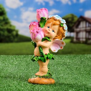 Садовая фигура 'Цветочная фея с тюльпанами' 10x10x21см