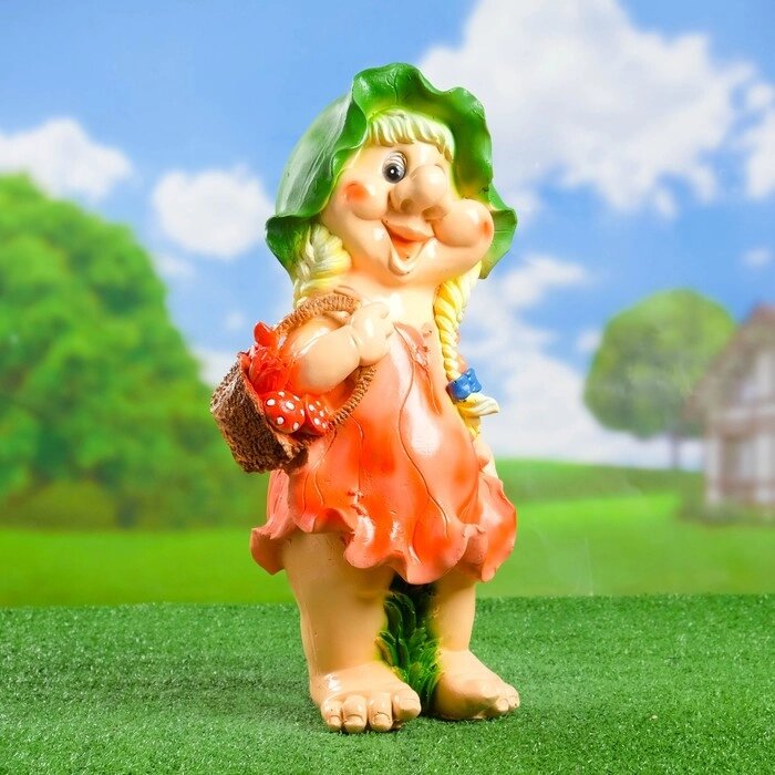 Садовая фигура 'Девочка гном с корзинкой' 26х18х52 см от компании Интернет-магазин "Flap" - фото 1