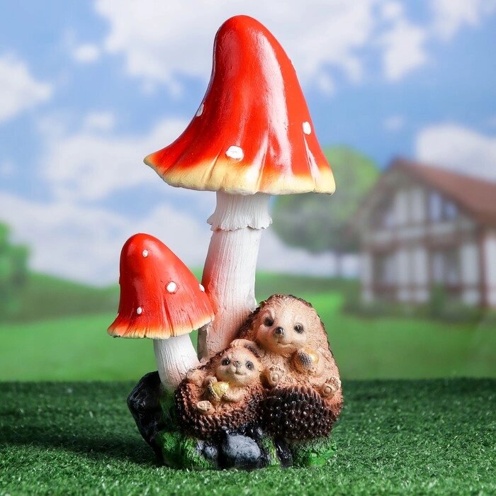 Садовая фигура 'Ежи под грибами' 15х16х31см от компании Интернет-магазин "Flap" - фото 1