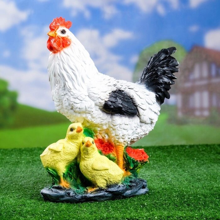 Садовая фигура 'Курица с цыплятами' 17х25х33см от компании Интернет-магазин "Flap" - фото 1