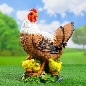 Садовая фигура 'Курица с цыплятами' большая 30х17х42см