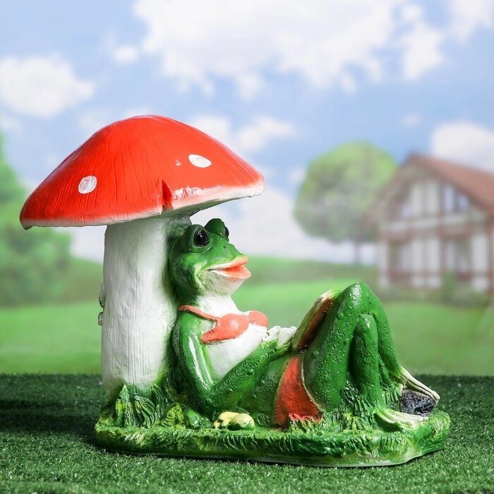 Садовая фигура 'Лягушка под грибом с книжкой' 25х45х35см от компании Интернет-магазин "Flap" - фото 1