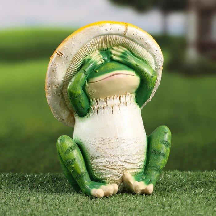 Садовая фигура 'Лягушонок в шляпе с закрытыми глазами' 14х14х18см от компании Интернет-магазин "Flap" - фото 1