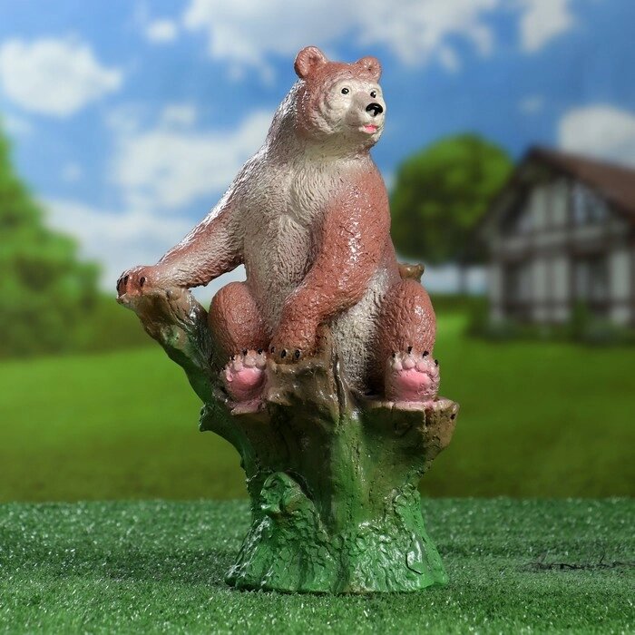 Садовая фигура 'Мишка на пне натуральный' коричневый, 32х19х20см МИКС от компании Интернет-магазин "Flap" - фото 1