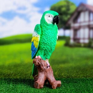 Садовая фигура 'Попугай на коряге' 12х18х34см, зеленый