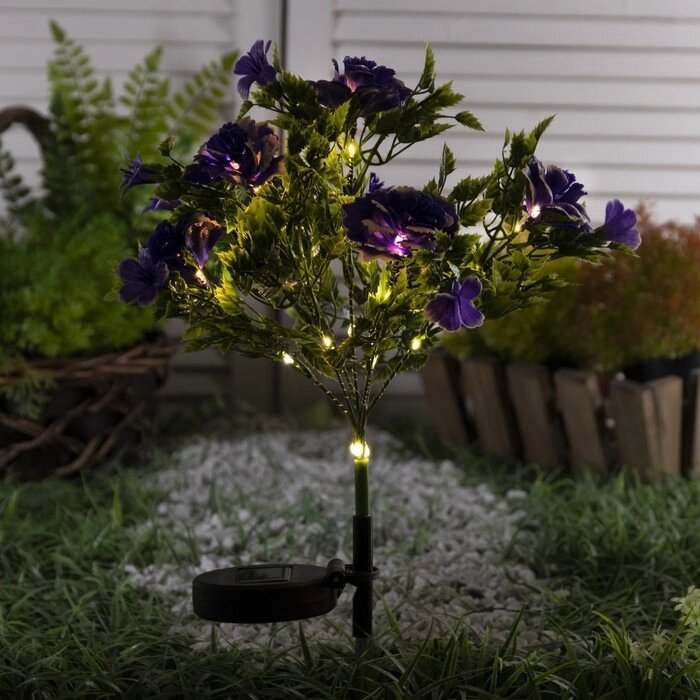 Садовый светильник на солнечной батарее 'Кустовая роза', 62 см, 28 LED, свечение тёплое белое от компании Интернет-магазин "Flap" - фото 1