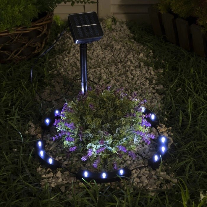 Садовый светильник на солнечной батарее 'Обруч', 15 LED, свечение белое от компании Интернет-магазин "Flap" - фото 1