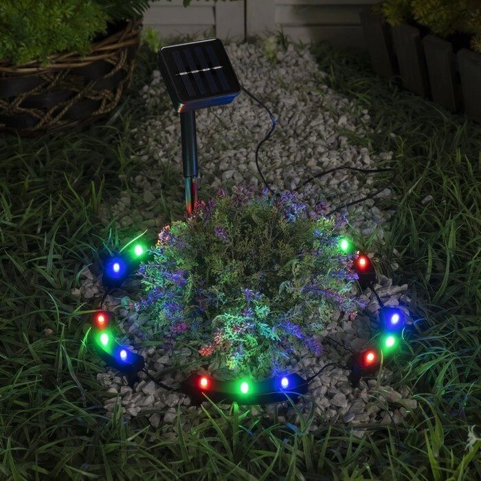 Садовый светильник на солнечной батарее 'Обруч', 15 LED, свечение мульти от компании Интернет-магазин "Flap" - фото 1
