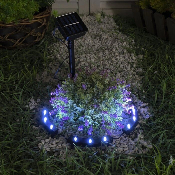 Садовый светильник на солнечной батарее 'Обруч', 9 LED, свечение белое от компании Интернет-магазин "Flap" - фото 1