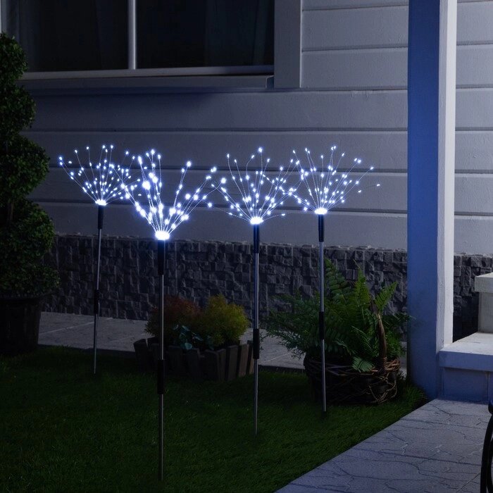 Садовый светильник на солнечной батарее 'Одуванчики' 4 шт., 78 см, 320 LED, свечение белое от компании Интернет-магазин "Flap" - фото 1
