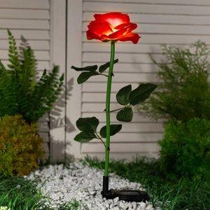 Садовый светильник на солнечной батарее 'Роза красная'75 см, 5 LED, свечение белое