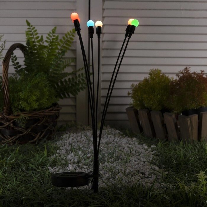 Садовый светильник на солнечной батарее 'Шарики', 68 см, 6 LED, свечение мульти от компании Интернет-магазин "Flap" - фото 1